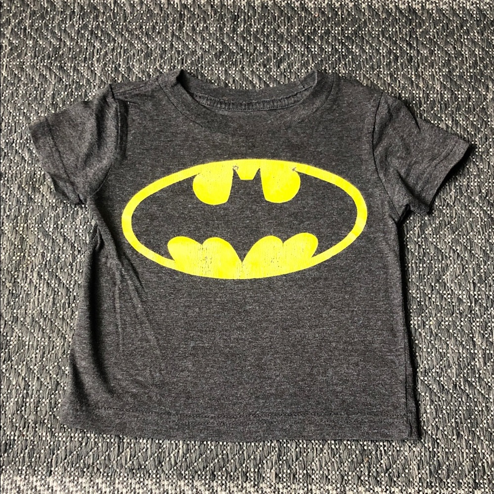 Batman Kids Short Sleeve Tee in Gray with Yellow Logo